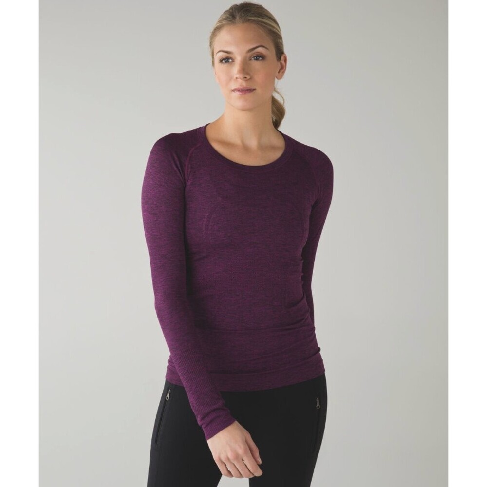 Lululemon Swiftly Tech Long Sleeve Crew Heathered Regal Plum Size 2